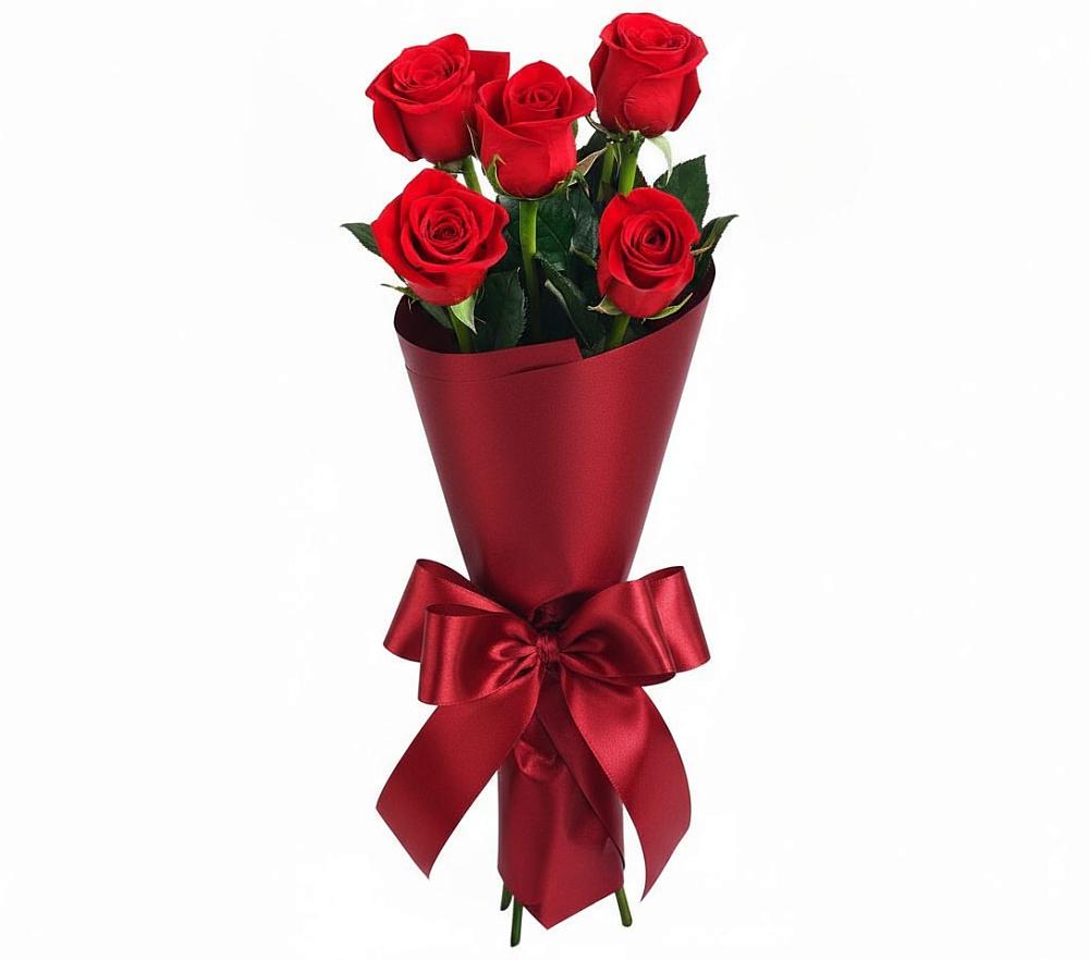 Букет 5 Красных роз Эдлесс Лав в Автурах