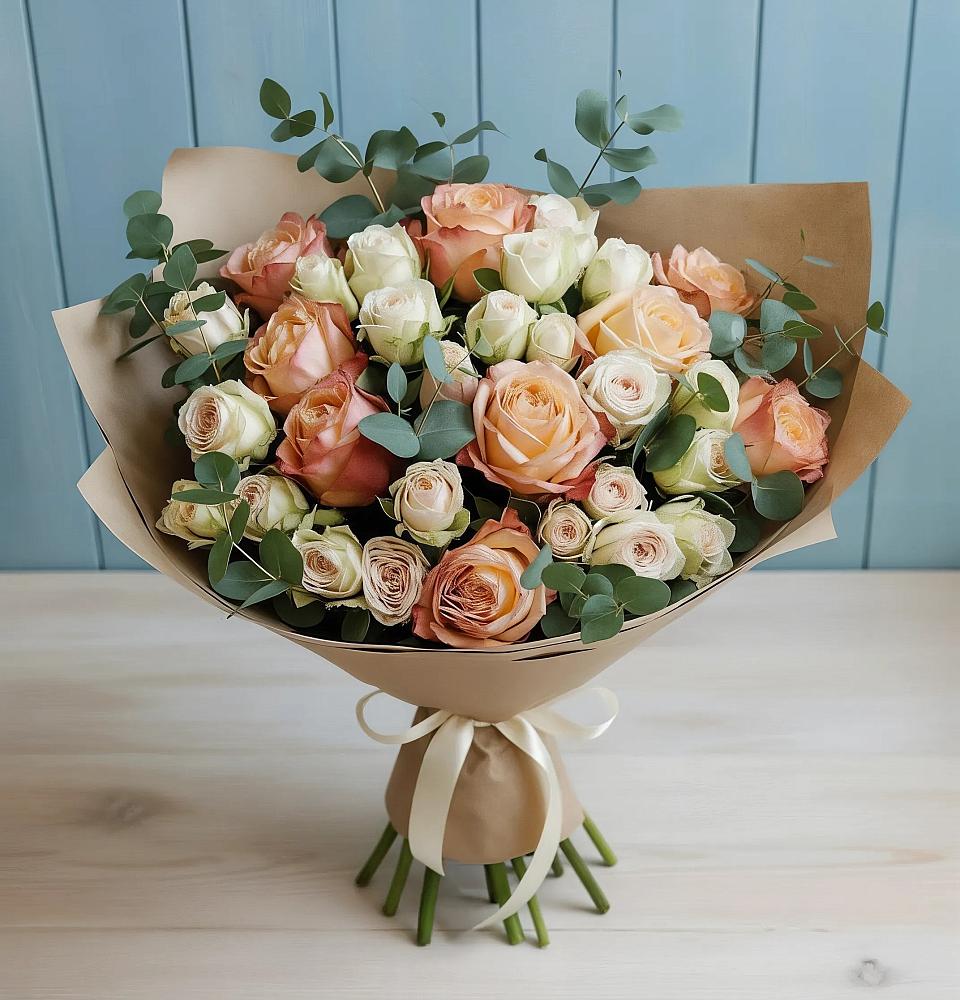 Букет цветов из: Альстромерии и Розы в Автурах