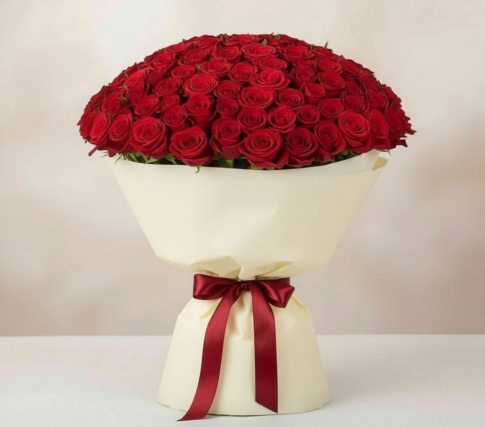Букет 101 Красная роза Милано в Автурах