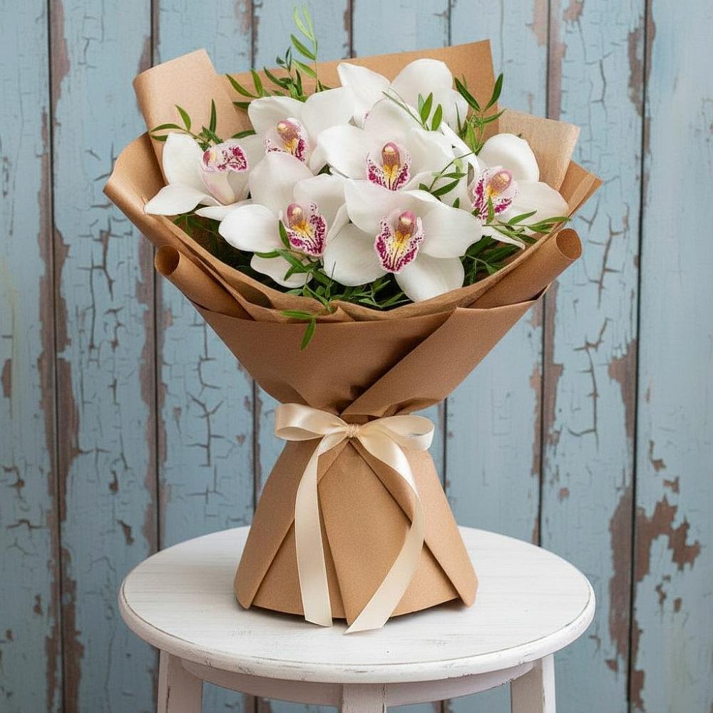 Букет цветов из: Орхидеи и Розы в Автурах