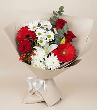 Букет цветов из:  Розы, Хризантемы, Герберы и Лилии в Автурах