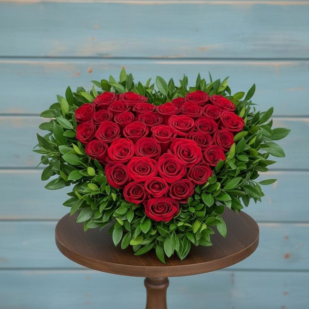 Цветочная композиция из Розы в виде сердца в Автурах