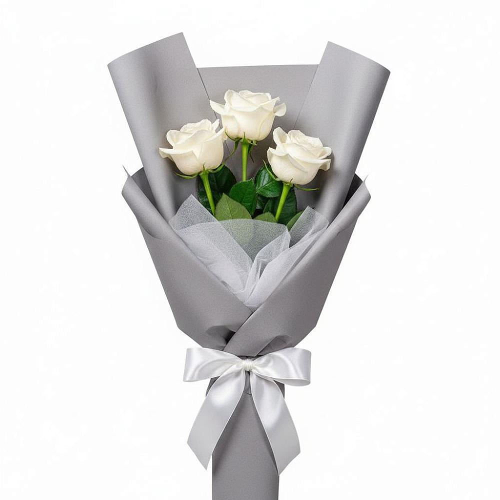 Букет 3 белые розы в Автурах