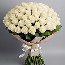 Букет 101 беля роза Белоснежка в Автурах