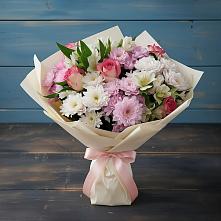 Букет цветов из:  Хризантемы, Альстромерии и Розы #REPLACE_PRED# Автурах