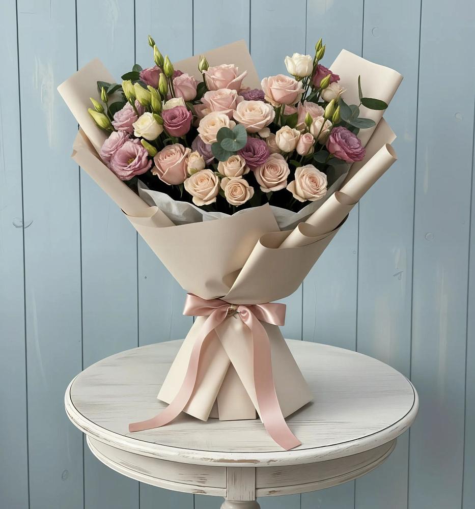 Букет цветов из: Розы и Лизиантусы в Автурах