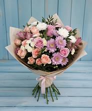 Букет цветов из:  Хризантемы, Розы и Альстромерии в Автурах