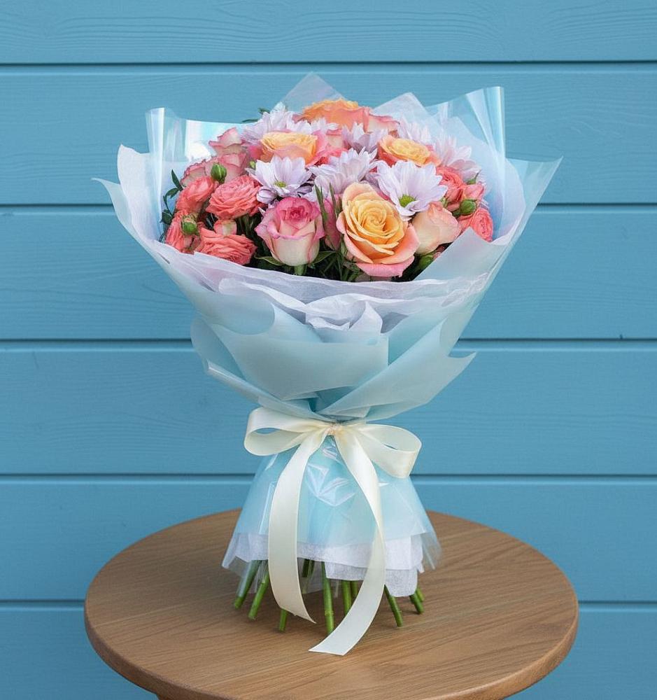 Букет цветов из: Хризантемы и Розы в Автурах